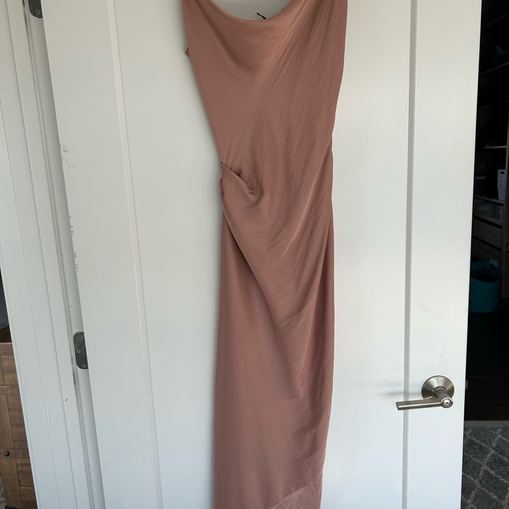 Deluc One Shoulder Dress in Dusty Rose